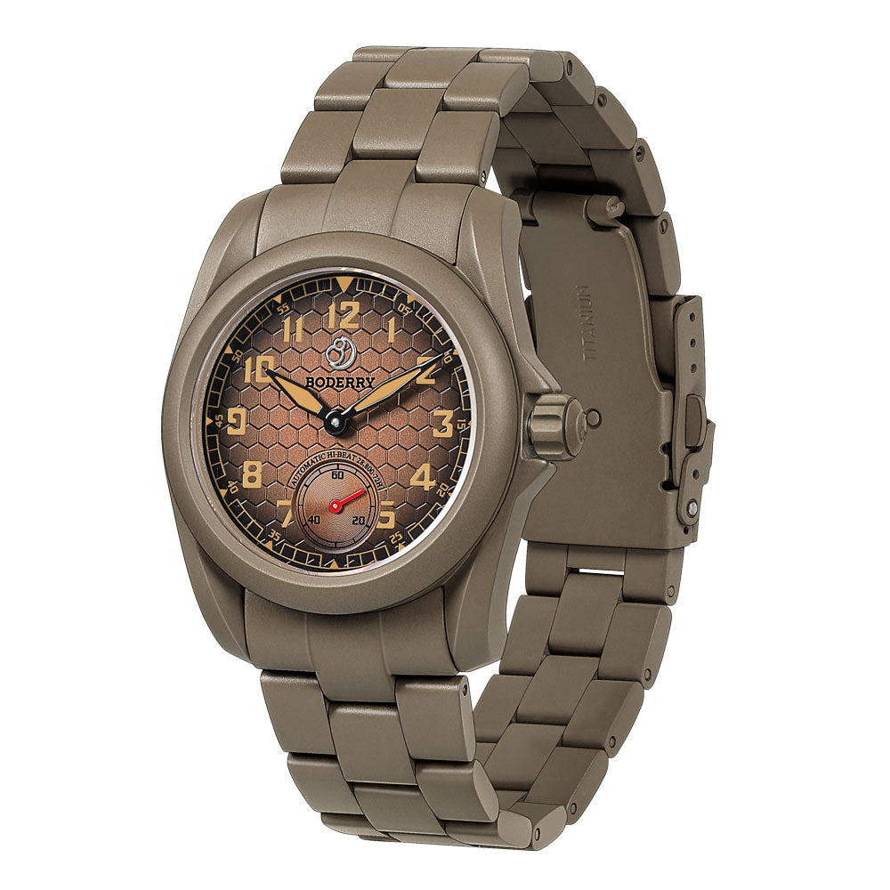 VOYAGER S72 – 72-Hour Power Reserve Titanium Automatic Field Watch, 100M Water Resistant | Desert Tan/Bracelet