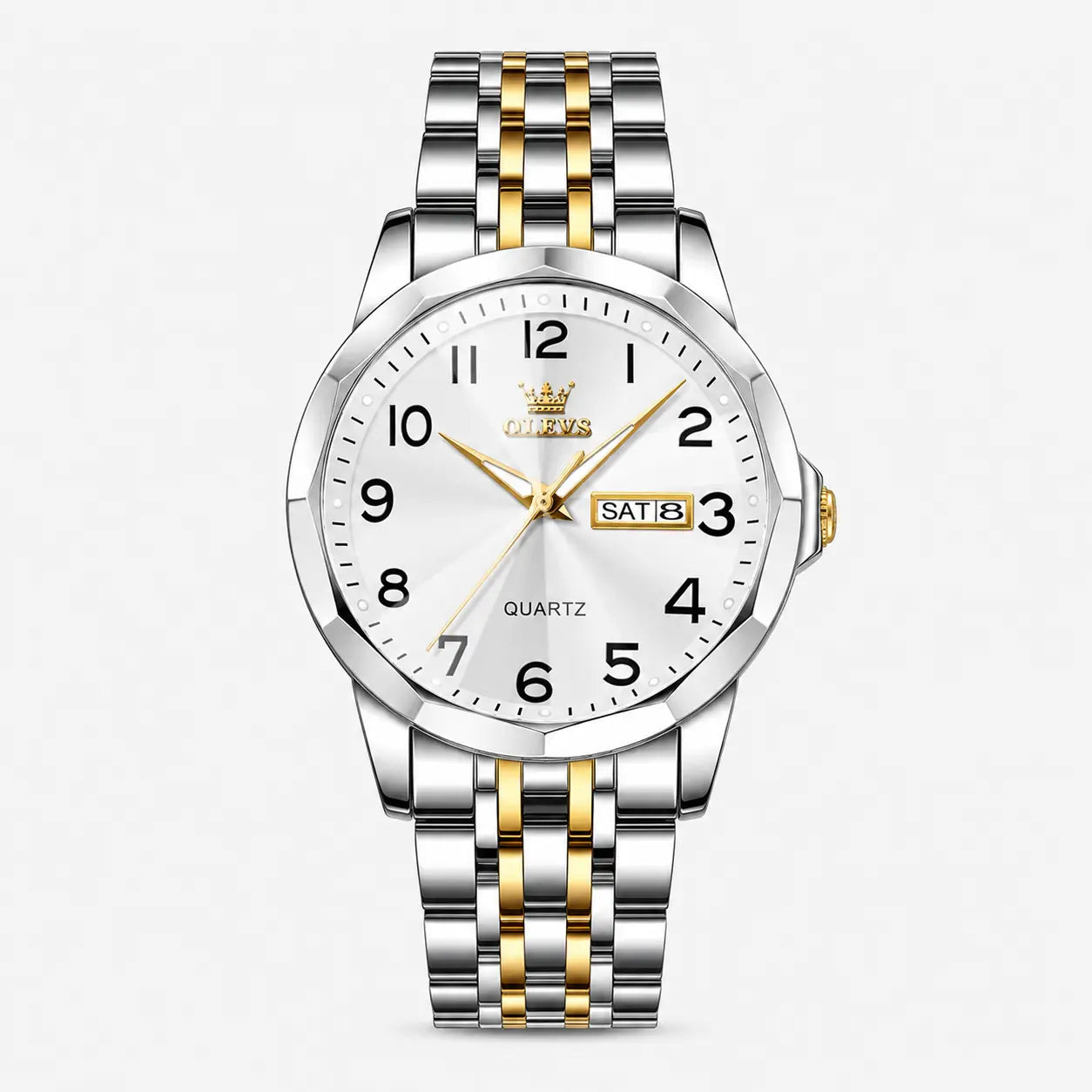OLEVS Stainless Steel Quartz Men's Watch – Gold, Blue, Black or White Dial