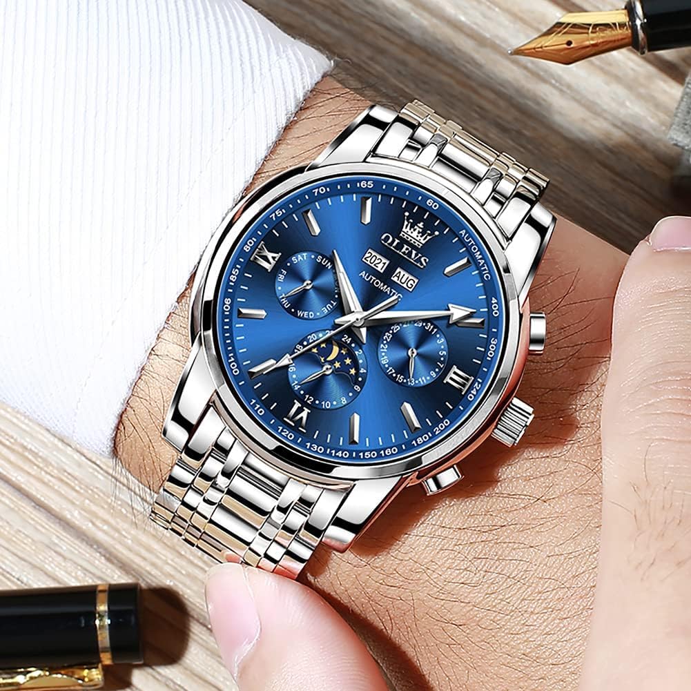 OLEVS Stainless Steel Quartz Men's Watch – Gold, Blue, Black or White Dial