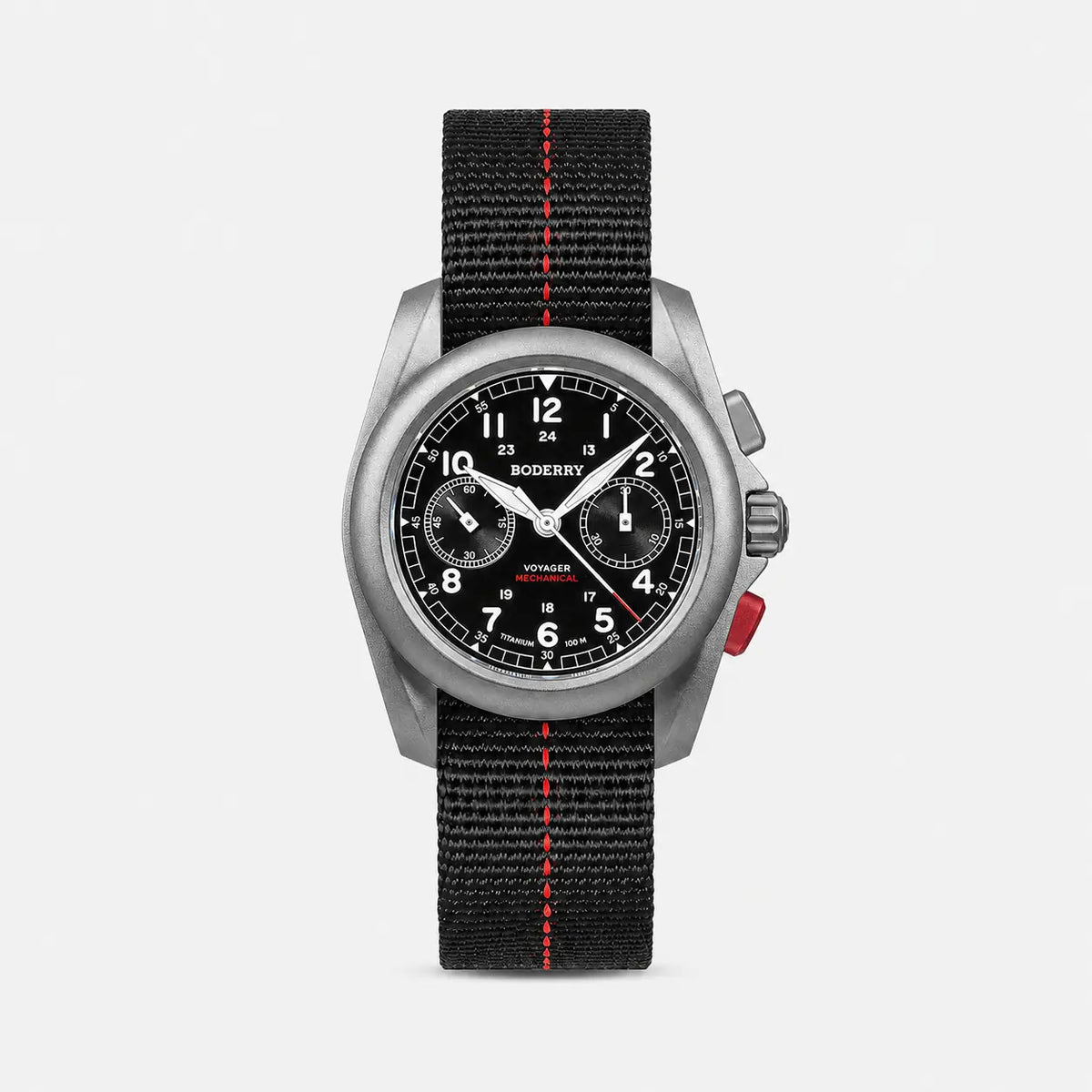VOYAGER Chronograph - Titanium Mechanical Field Watch, 100M Water Resistant | Black
