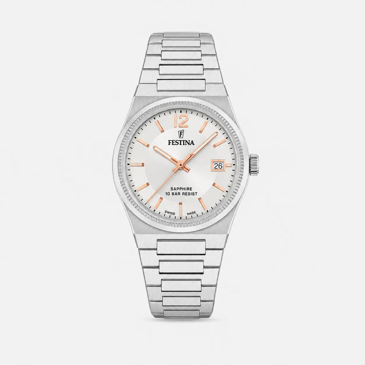 FESTINA Swiss Made Quartz 35 mm Stainless Steel Silver Dial Women's Watch