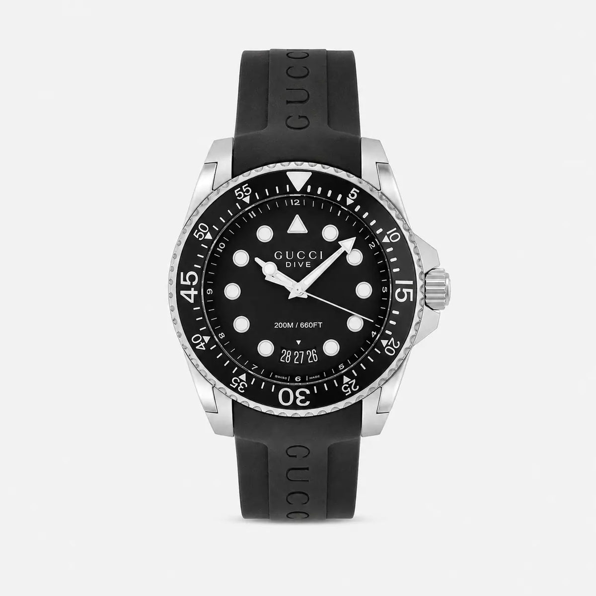 GUCCI Dive 45 mm Quartz Stainless Steel Black Rubber Men's Watch