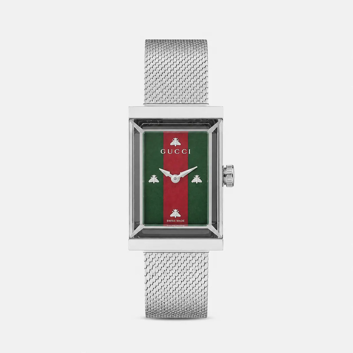 GUCCI G-Frame 21MMx34 mm Green/Red MOP Dial Mesh Bracelet Watch