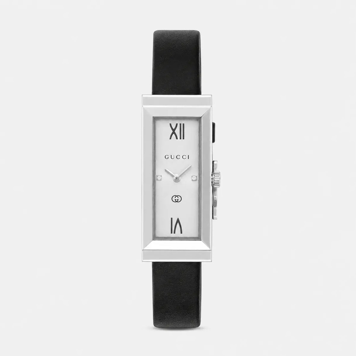 GUCCI G-Frame Quartz 14x34 mm Black Dial Leather Women's Watch