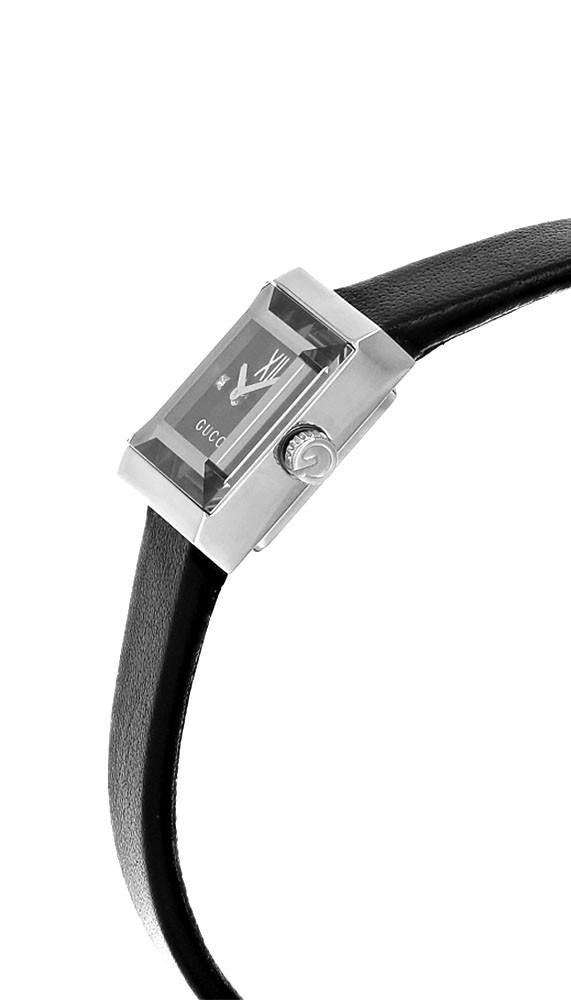 GUCCI G-Frame Quartz Stainless Steel 14x18 mm Black Dial Leather Women's Watch