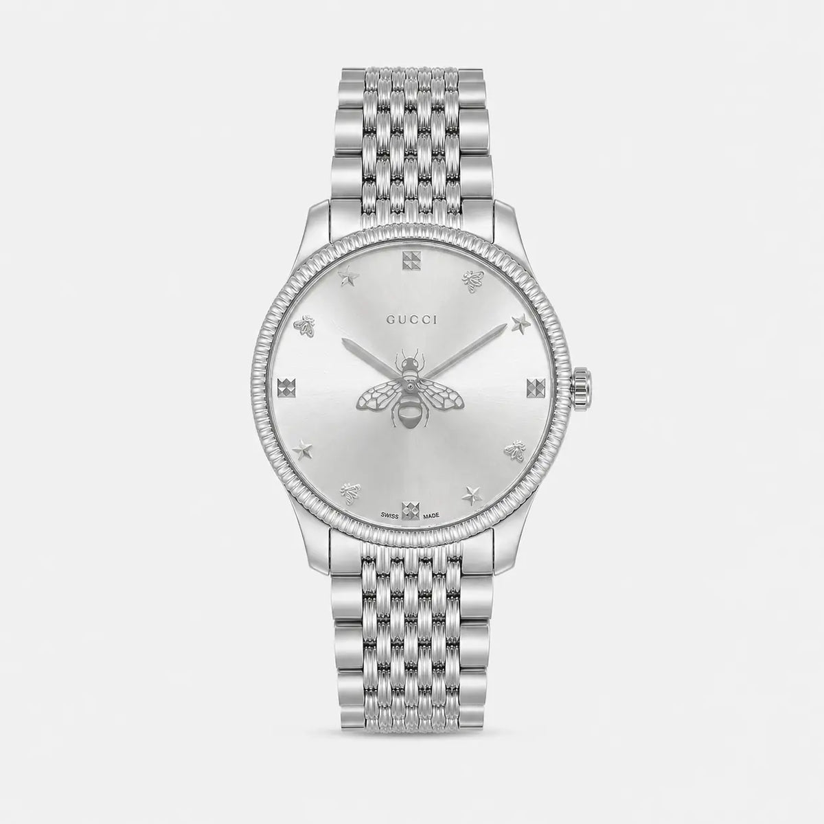 GUCCI G-Timeless 36 mm Stainless Steel Silver Dial Slim Unisex Watch