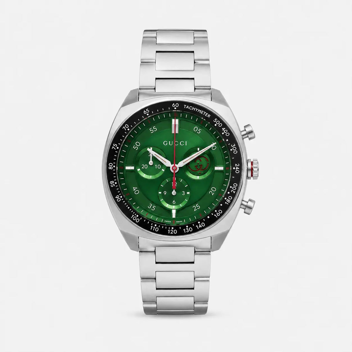 GUCCI Interlocking G Quartz Stainless Steel 41 mm Green Dial Men's Watch