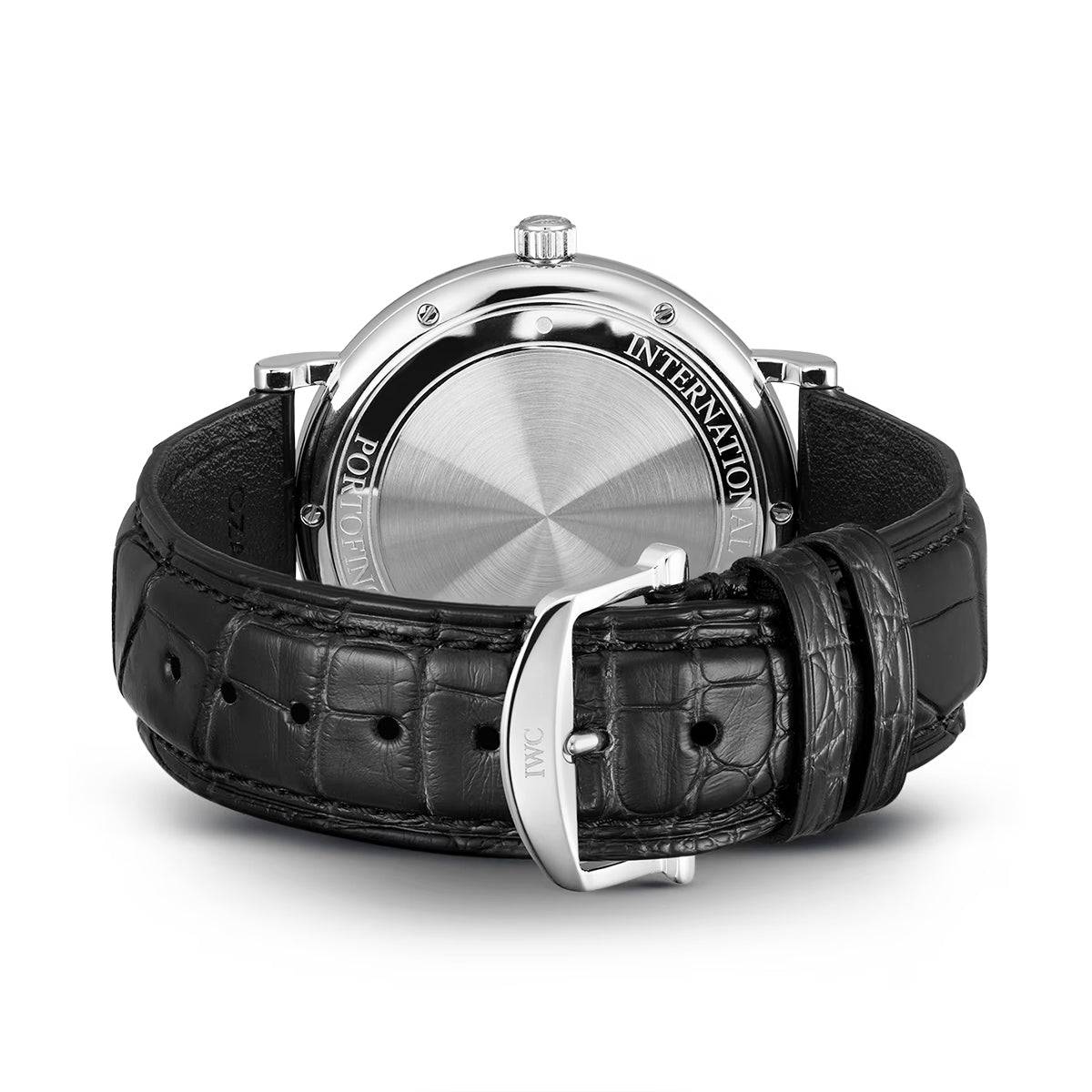 Portofino 40 mm Blue/Rose Dial Men's Leather Strap Watch