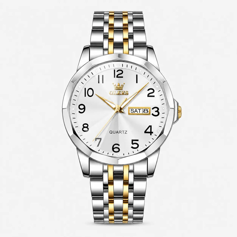 OLEVS Stainless Steel Quartz Men's Watch – Gold, Blue, Black or White Dial