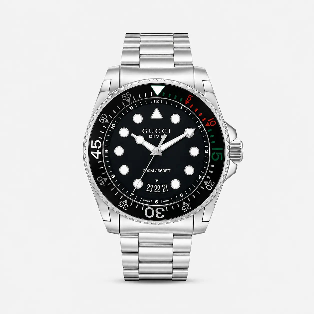 GUCCI Dive 45 mm Stainless Steel Black Matte Dial Rotating Bezel Men's Watch