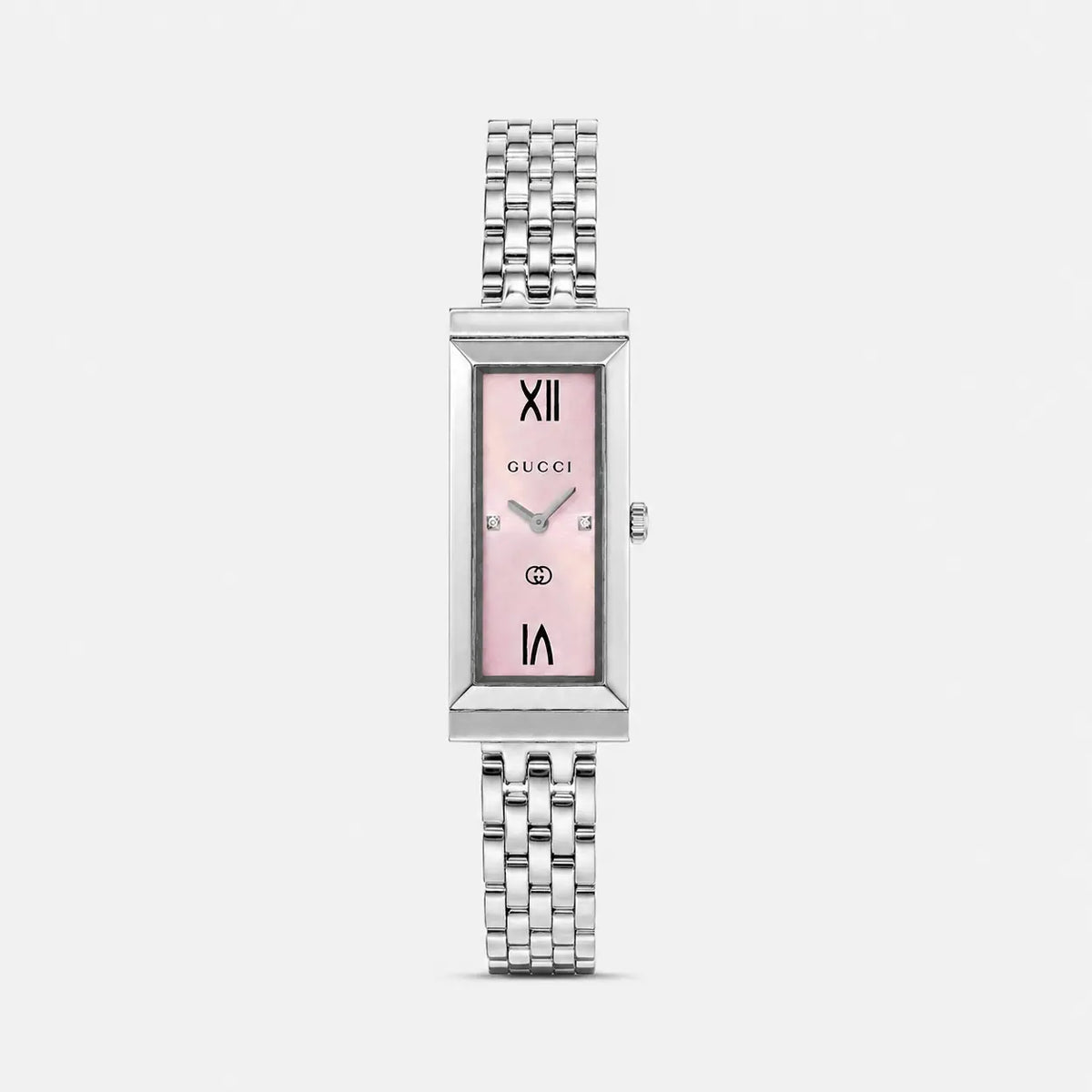 GUCCI G-Frame Quartz Stainless Steel 14x34 mm Pink Dial Women's Watch