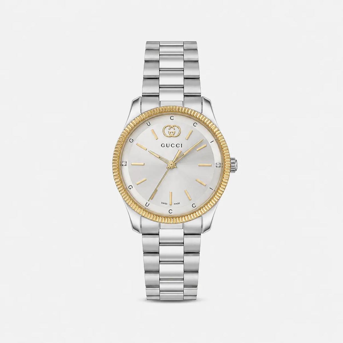 GUCCI G-Timeless 29 mm Stainless Steel Silver Dial Two-Tone Women's Watch