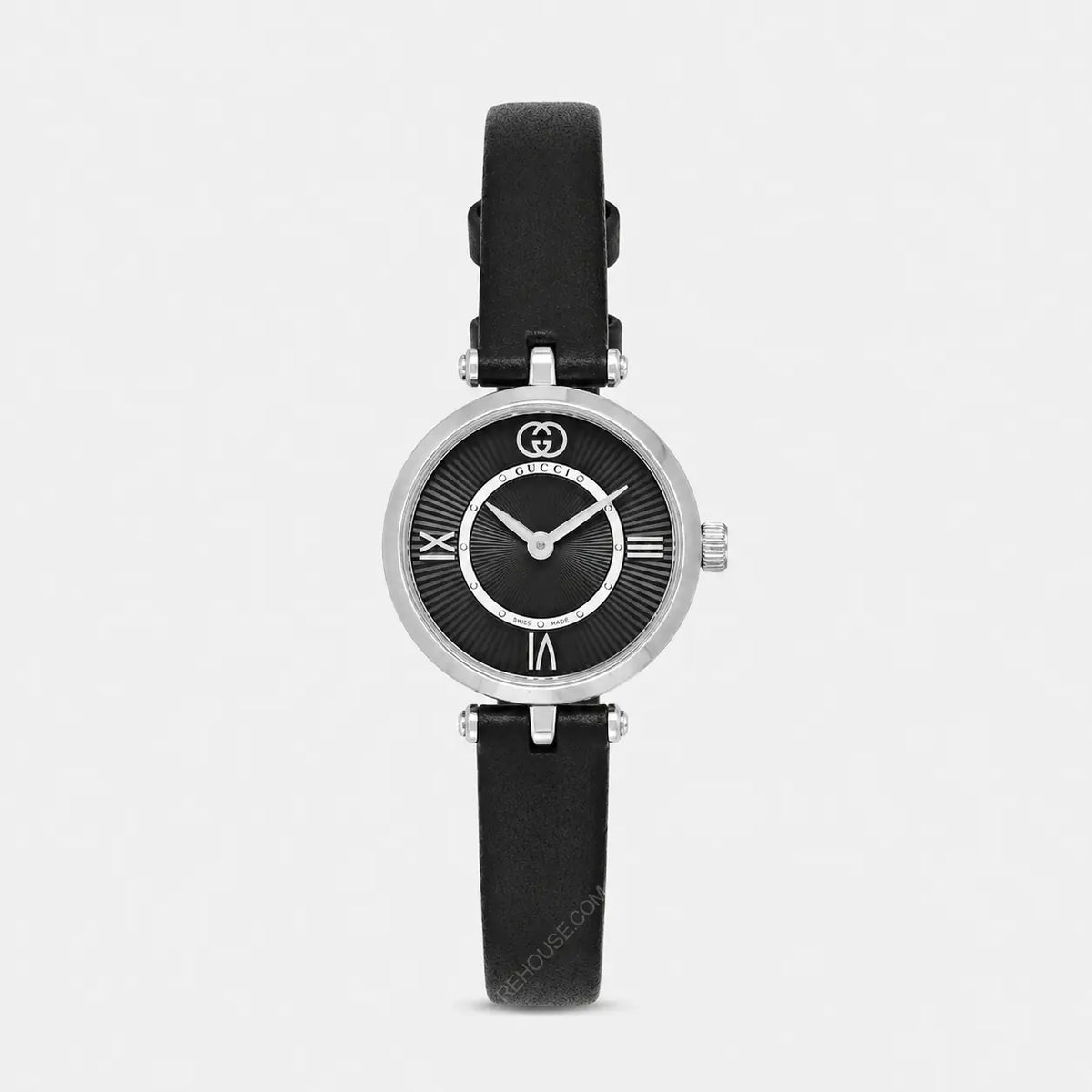 GUCCI Model 2000 Quartz 24 mm Black Leather Women's Watch