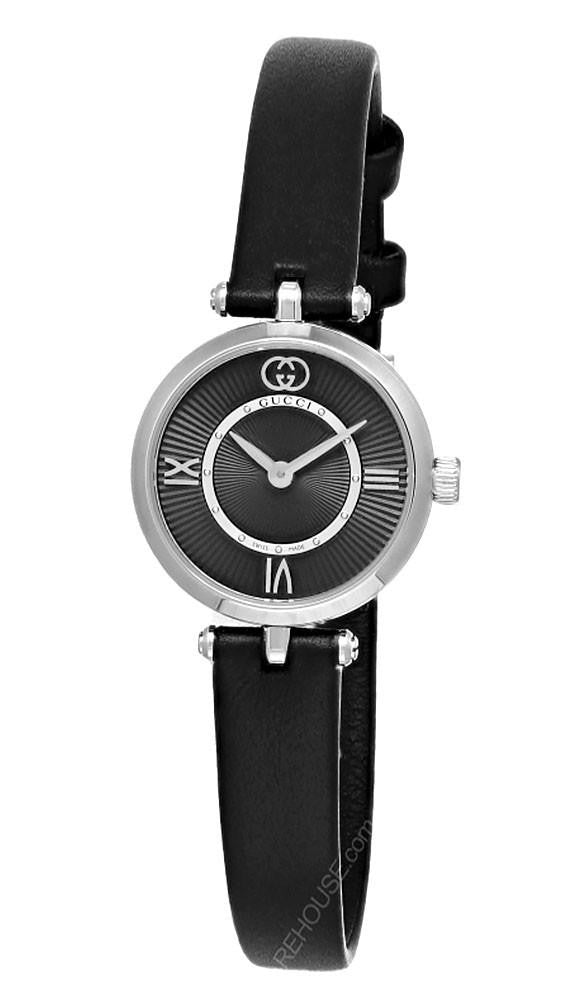 GUCCI Model 2000 Quartz 24 mm Black Leather Women's Watch