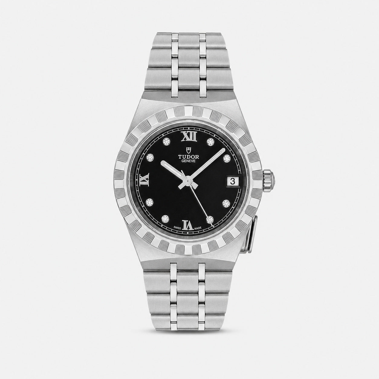 TUDOR Royal Black Diamond Dial 34 mm Stainless Steel Women's Watch